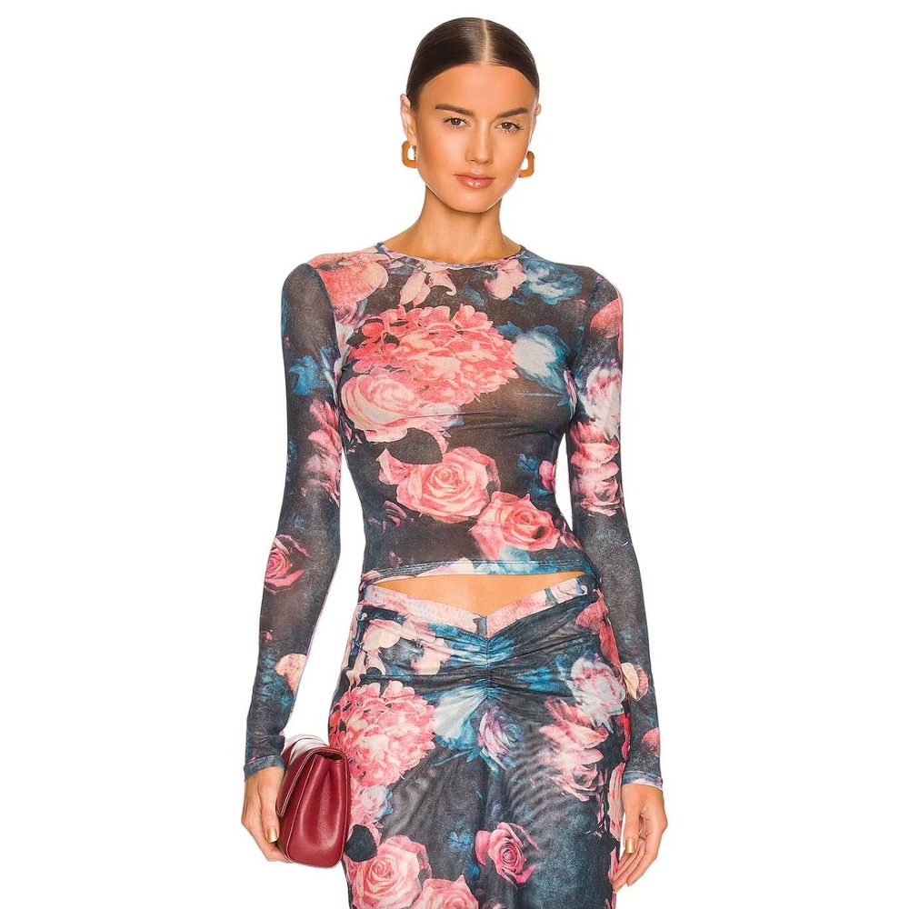 Miaou Power Mesh Long Sleeve Tee Decades Rose